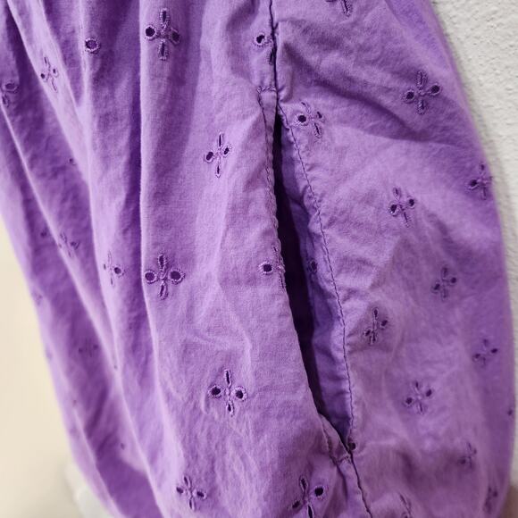 Divided H&M Square Neck Eyelet Floral Milkmaid Mini Dress Purple Smocked Size 4 - Picture 7 of 10